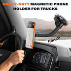 APPS2Car for Heavy-Duty MagSafe Truck Phone Mount, 4.33" Extra Large Vacuum Suction Cup, 20 Strong Magnets, Ultra-Stable Double-Rib Long Arm, Magnetic Phone Holder for Pickup, Semi Trucks, Tractor