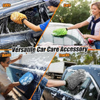 4 Pack Car Wash Mitt Microfiber, Premium Chenille Microfiber Wash Car Mitts Sponge Scratch Free & Lint-Free, Mitts Waterproof Lining Orange (8''X12'')