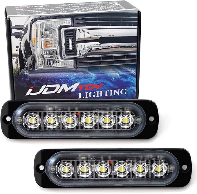 iJDMTOY Front Grille Side Mount Xenon White LED Daylight Driving Light Kit, Compatible With 2017-2019 Ford F250 F350 F450 XL XLT