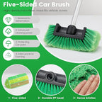 Car Wash Brush with Long Handle, 60'' Soft Bristle Cleaning Brush, Car Cleaning Brushes, Carwash Brushes for SUV, RV, Boat, Truck, House Siding, Sweep Snow, Green