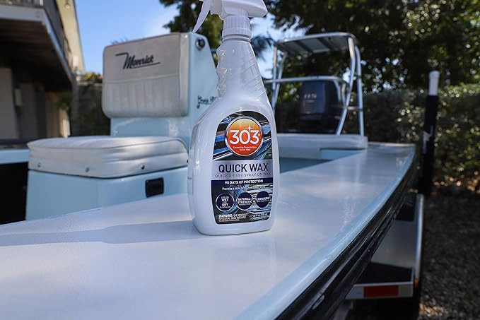 303 (30213-6PK) Marine Quick Wax - Quick And Easy Spray On Wax - 90 Days Of Protection - Provides a Slick, Protective, Glossy Shine - Use On Wet Or Dry Surfaces - Carnauba Wax, 32 fl. oz. 6 Pack