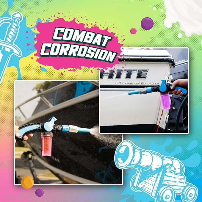 Salty Captain Boatie Wash N Wax - (Bubble Gum Scent) Foaming Car & Boat Wash and Wax Concentrate, Cleans Away Salt, Marine Residue, Dirt | pH Balanced