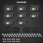 Pure White Rock Lights-24Chip High Power 6000k Pure White, 15FT Cable Each Light, Aluminum Case, Waterproof IP68 Underglow Lights for Trucks Jeep UTV ATV(8 PCS)