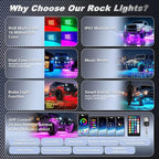 20Pods RGB LED Rock Lights for Trucks Pickup Dually Truck Off-Road, Multicolor Underglow Light Kit with APP/RF Remote Dual Zone, Plug and Play&Pre Wired 12V Vehicle Underbody Accent Light Waterproof
