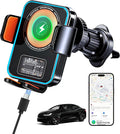 15W Fast Wireless Car Charger with Air Tracker Tag GPS Bulid in(iOS Only)-Air Vent Phone Mount, Works with Apple Find My, Hidden＆Undetectable (Wireless Car Charger with Tracker)