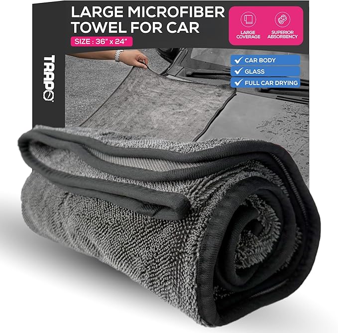 Large Microfiber Drying Towel for Cars – Ultra-Absorbent Plush, Scratch-Safe & Streak-Free Car Wash and Detailing Towel, XL 36 x 24 in, for Cars, SUVs & Trucks