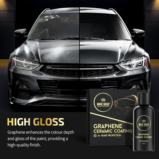 Magic Shield Graphene Coating for Cars │ Self-Healing, 5+ Years Durability │ Advanced SiO2 Ceramic Protection - High Gloss, Anti-Scratch - Perfect for Cars, Motorcycles, Marine, and RVs