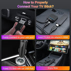 Car TV Mate 2025 Built-in Wireless CarPlay Adapter, Fire TV Stick Converter for Car Plug & Play, Stable Fast, No Latency, HDMl Multimedia Adapter with Factory Wired CarPlay and Most Streaming Devices