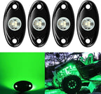 4 Pods LED Rock Lights, Ampper Waterproof LED Neon Underglow Light for Car Truck ATV UTV SUV Offroad Boat Underbody Glow Trail Rig Lamp (Green)