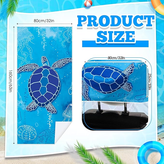 Hahafelt Car Seat Towel Covers with Storage Bag Seat Post Workout Sweat Cover Washable Non Slip for Car Towel for Dog Pet Workout Outdoor Sport Activities(Sea Turtles)