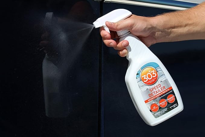 303 Products Marine Speed Detailer - Instantly Shines And Protects - UV Protection - Protects Against Fading - Removes Dust, Dirt, And Smudges, 32 fl. oz. (30205)Packaging May Vary, White