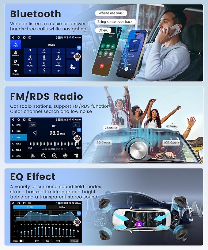 4Core 4G+64G Android Car Radio for Honda Odyssey 2005-2010, Rimoody Car Stereo Carplay Android auto 10.1 Inch Touch Screen GPS WiFi EQ Mirror Link Bluetooth FM Backup Camera