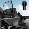 Wireless Car Charger Mount, 15W Dual Coil Rotatable Car Phone Holder Wireless Charger for Samsung Galaxy Z Fold 7/6/5/4/3/2, Z Flip, S25/S24/S23/S22 Series and iPhone, Car Charger Included