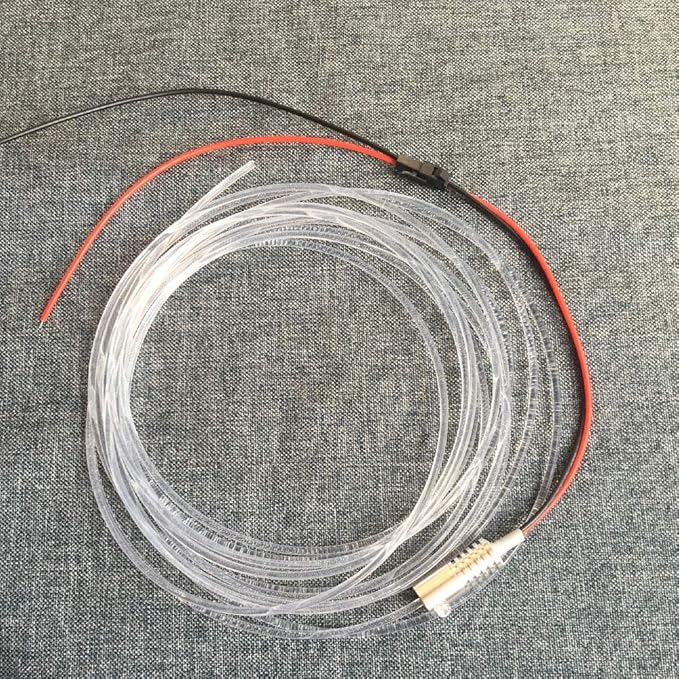 3mm 5meters/16ft PMMA Optic Fiber Cable Side Glow With 12V 1.5W LED Aluminum Illuminator Light Source For Home Car DIY (Red)