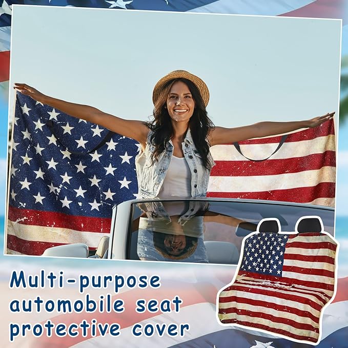 Car Seat Cover Towel Non Slip Back Seat Car Seat Towel Performance Microfiber Athletic Running Towel Washable Seat Cover for Gym Workout Sweat Outdoor Sport Beach Hiking Yoga (American Flag)