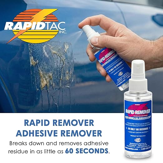 Rapid Remover Adhesive Remover 4oz Sprayer | Removes Most Adhesives in 30–60 Seconds | Safe Water-Soluble Formula | Cold Weather Ready | for Vinyl Wraps, Graphics, Decals, and Stripes