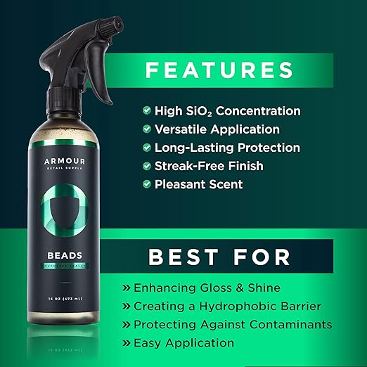 Armour Detail Supply - Beads Touchless Sealant - Glossy Hydrophobic Spray Finish with Fast Cure Time for All Exterior Surfaces - 16 oz