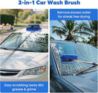 17Pcs Car Wash Kit with Bucket, Car Cleaning Kit with 62" Long Handle Car Wash Brush Mop, Mitt Duster Wheel Brush Detailing Brushes Towel, Car Washing Supplies for Cars RV Truck Exterior and Interior