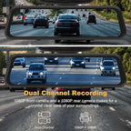BY-J 9.66" 4K Mirror Dash Cam Front and Rear, Backup Camera for Cars, Full Touch Screen Rear View Mirror Camera, Smart Driving Assistant, Loop Recording Streaming Media