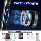 Magnetic Phone Holder for Car Wireless Charging, 15W Fast Wireless Car Charger with Vacuum Suction, 360° Adjustable Magnetic Mount for Dashboard & Windshield, Hands-Free for MagSafe iPhone & Android