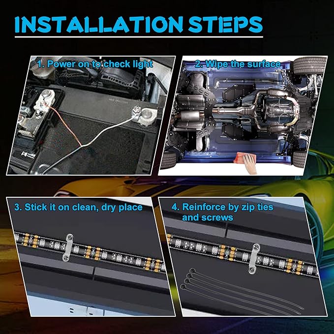 Car Underglow Lights Chasing Color , Upgraded Bluetooth Led Strip Light with Dream Color Chasing 212 Mode, Music Mode, DIY Mode, APP Control Underbody Strip Kit for Car, 35Inch & 47Inch, 6PC Pack