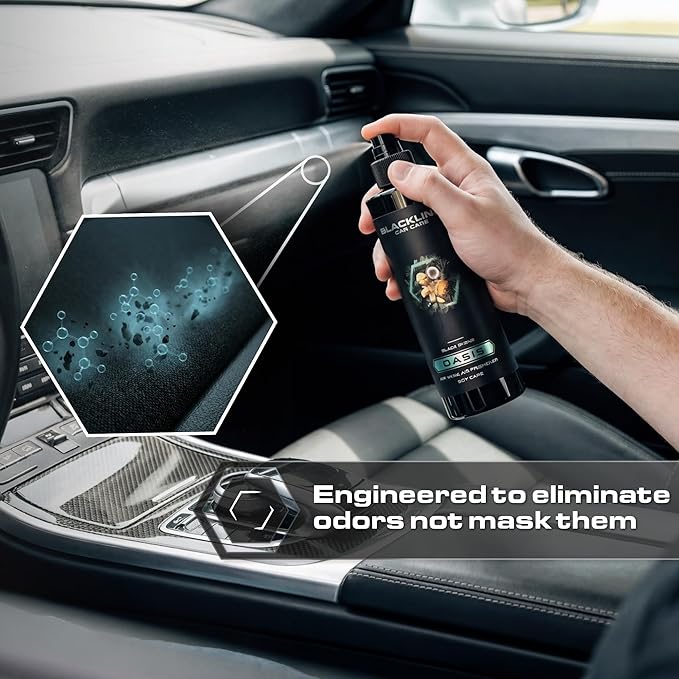 Blackline Car Care - Leather Car Air Freshener, Long-Lasting, Oder Eliminator, for Cars, Trucks, SUV, or Home Use - 8 fl OZ - Scent Spray