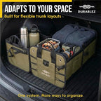 Heavy Duty 3-Section Trunk Organizer – Extra Large Collapsible & Foldable Cargo Box, Modular Car Storage System for SUV, Truck, Van – Green