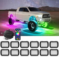 MICTUNING Y1 RGB+IC Dream Color Rock Lights - Upgraded 12 Pods Underglow Light with Chasing Effect, Wheel Well Light with Wiring Switch Kit, Bluetooth APP Control, Extensible Up to 24 Pods