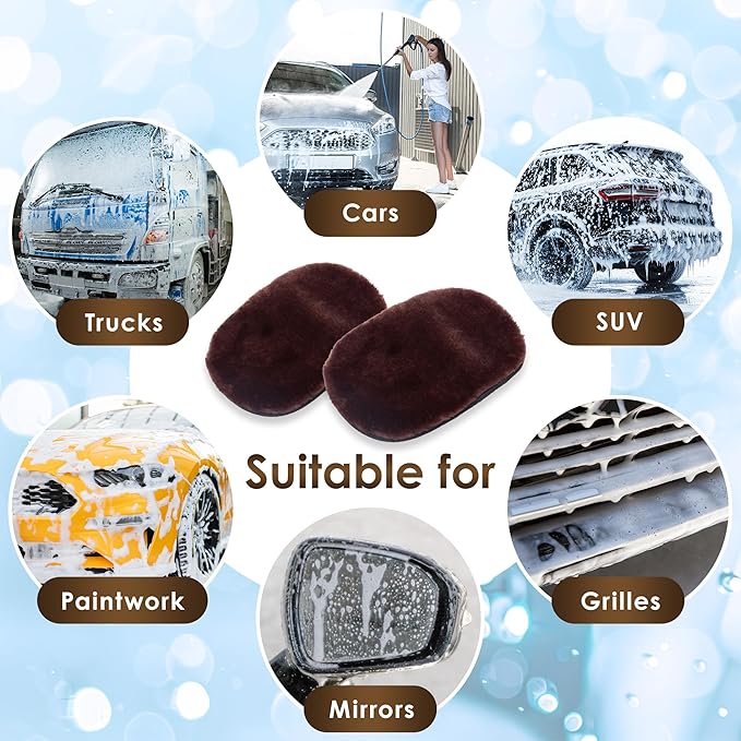 Yours Car Wash Mitt, Ultra-Soft Microfiber Wash Mitt for Car Wash Kit, Scratch-Free & Gentle for Car Detailing and Paint Protection, 2 Pack, Brown
