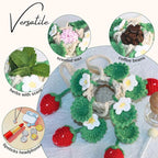 ROFIGL Handmade Crochet Hanging Car Air Freshener - Cute Strawberry Plant Design, 12ml Refillable Thick Glass Bottle, Car Diffuser for Rearview Mirror, Home & Office Decor