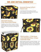 Pritent Car Trash Can with Lid, Cute Leakproof Car Trash Garbage Bag Hanging Vehicle Trash Bin Small Portable Automotive Garbage Cans Organizer for Back/Front Seat(Trapezoid,Black Sunflower