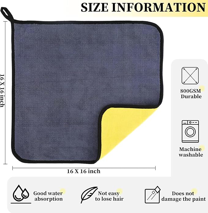 Microfiber Car Drying Towels, Auto Detailing Cleaning Cloths (Brown, Small)