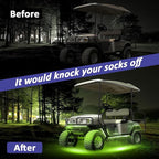 Roykaw Golf Cart LED Strip Lights, Underglow Neon Light Kit Compatible with EZGO/Club Car/Yamaha and Most Brands Golf Carts, Waterproof/LED Decorative Lights/Multi-Dynamic Modes, 12PCS