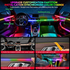 Interior Car LED Strip Lights Acrylic Fiber Optic Strip LED Lights with APP&Remote Control Dynamic Chasing Music Sync Neon Ambient Lighting Kits for Cars,SUVs,Trucks(55.12inch*2)