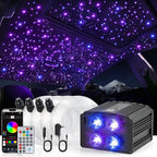 4 Colors 32W Twinkle Starlight Headliner Kit for Car Home with APP&RF Remote,RGBW 800pcs*0.03in*13.1ft Cables Fiber Optic Star Sky Roof Lights,4 Port Engine Sound Activated Car Ceiling Star Lights