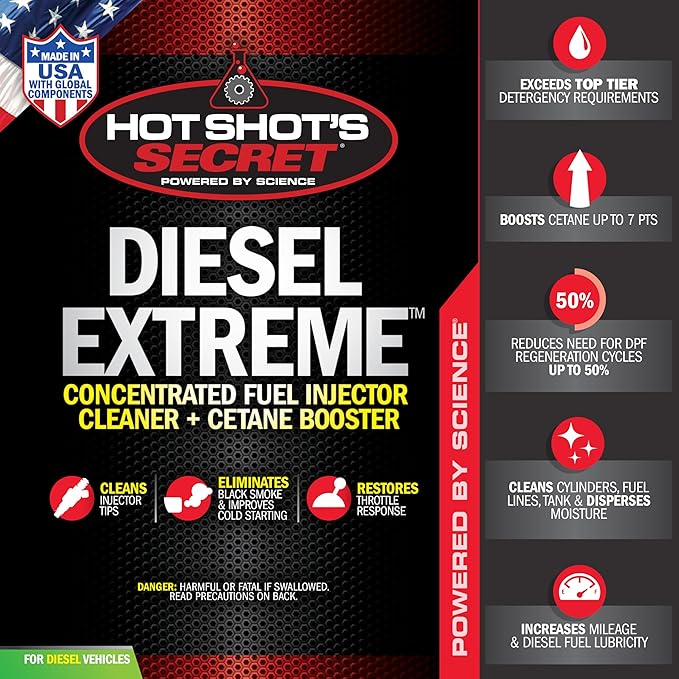 Hot Shot's Secret Diesel Extreme 64 oz – Treats 160 Gallons – Concentrated Diesel Fuel Additive, Fuel System Cleaner and Injector Cleaner, Restores Engine Performance