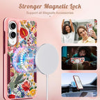 for Samsung Galaxy S25 Edge Case - Compatible with MagSafe Women Girls Cute Magnetic Protective Phone Cover Girly Floral Flowers Heavy Duty Shockproof Design for Samsung S25 Edge Case