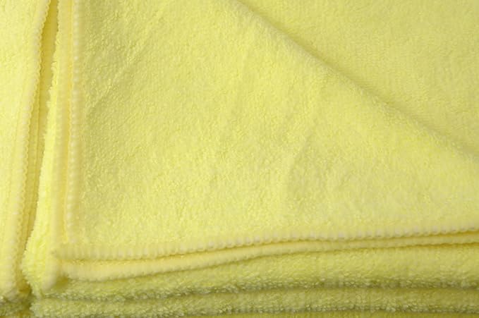 Eurow 325 GSM Microfiber Deluxe Cleaning Towels, Ultra-Soft, Streak-Free, Reusable, High Absorbency for Car, Home, Garage, Detailing, Safe on All Surfaces, Machine Washable, 16x16in, 24-Pack, Yellow