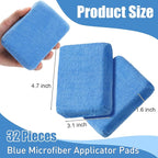 Riakrum 32 Pcs Microfiber Applicator Pads Soft Microfiber Foam Buffing Car Detailing Pads for Wax Ceramic Coating Polish Reusable Car Wash Sponge Tire Shine Applicator(Blue)