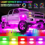 10 Pods RGB LED Rock Lights, Underglow Multicolor Neon Light Kit Wheel Well Light with APP Control & Music Mode, Under Glow Lights for Trucks,Jeep,SUV,Golf Cart,ATV,Pickup Off Road,12 V