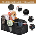 Car Seat Organizer Multi Pocket Backseat Organizer with Cup Holders, Collapsible Vehicle Storage Bag Secured to Front and Rear Seats via Seatbelt
