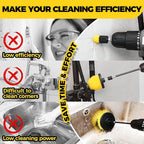 Holikme 8 Piece Drill Brush Attachments Set, Power Scrubber Brush with Extend Long Attachment，Cleaning Supplies，Scrub，Shower Scrubber，Bathtub, Bathroom, Kitchen（Black）