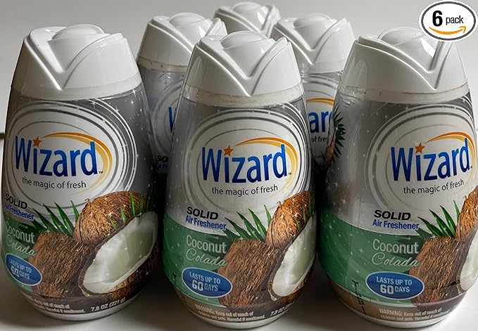 Wizard The Magic of Fresh gel Air Freshener, solid air freshener 7.8 oz Coconut colada (Pack of 6)