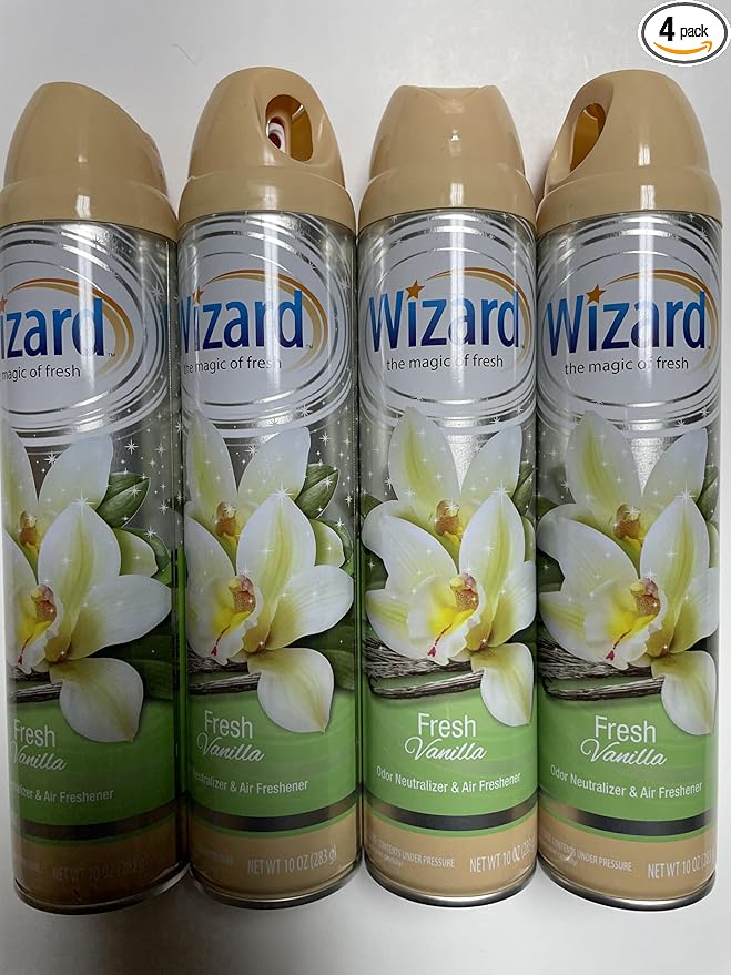 Wizard The Magic of Fresh | Odor Neutralizer & Air Freshener - 10 Oz. Fresh vanilla (Pack of 4) (Packaging May Vary)