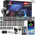 8PCS Motorcycle RGB LED Light Kit with Handlebar Switch Brake Turn Signal, Multicolor Underglow Lights with APP/RF Remote, Neon Strips 12V Waterproof for Sport Bike, Cruiser, Street & Dirt Motorcycle