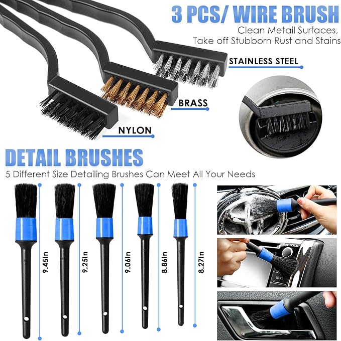 Viewsun Car Cleaning Kit, Car Interior Detailing Kit with High Power Handheld Vacuum, Detailing Brush Set, Windshield Cleaner, Cleaning Gel, Complete Auto Accessories for Men, Women