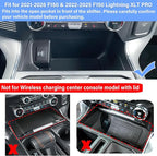 Center Console Compartment Cover for Ford F150 Accessories 2021-2025 2026/Lightning XLT PRO 2022-2025 Interior Hidden Panel Secret Pocket Lid USB Hole (Fits The Open Pocket in Front of The Shifter)