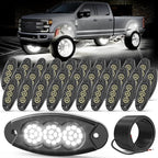30Pods Pure White Rock Lights 36 LEDs SMD Chips 6500K Super Bright Underglow Light IP68 Waterproof for Trucks Pickup SUV Car with 32.8ft Wire