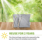CLEVAST 16 Pack Activated Bamboo Charcoal Air Purifying Bags(8x100g, 8x50g), Natural Fresh Odor Absorber, Deodorizer and Moisture Eliminator, Air Purifier Bags for Home, Closet, Car Air freshener