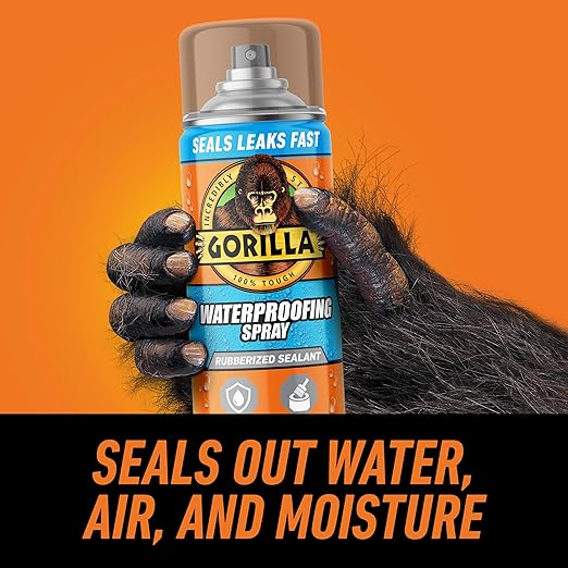 Gorilla Waterproof Patch & Seal Rubberized Sealant Spray, Crystal Clear, 14 Ounce (Pack of 6) - Seals Out Water, Air, and Moisture